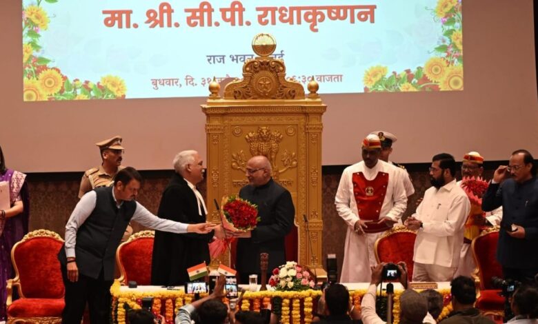 Mumbai: C P Radhakrishnan takes charge as Maharashtra Governor