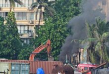 Fire breaks out at coastal road construction site; no one injured