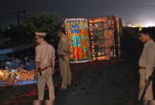 Tomato Truck Flips On UP Highway, Overnight Police Watch To Prevent Theft