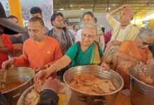 Sudha Murthy Serves Mahaprasad, Tours ISKCON Kitchen At Maha Kumbh 2025