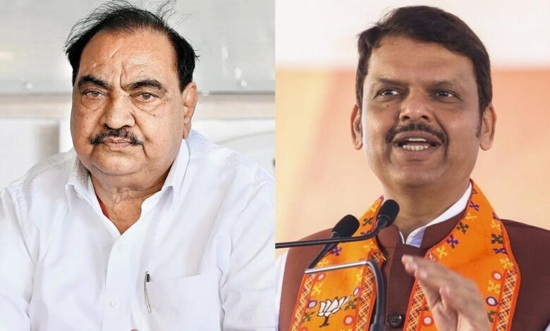 NCP (SP) leader Eknath Khadse meets Maharashtra CM Devendra Fadnavis